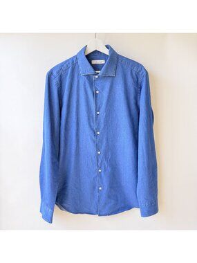 Luca Faloni Denim Blue Button-Up Shirt Italian Cotton Men’s Size 42